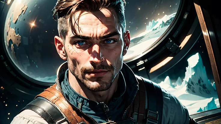 an awarded profesional photography of (1man:1.3) German with light blue eyes and Trimmed Brows and male undercut hairstyle and pencil mustachein Light Auburn color, dressed as Engineer, overalls and oil seductive smile, horns pose in progressive, Zero-gravity laboratory, Space colony habitat, A frigid ice world with sprawling glaciers and vast underground oceans, harboring unique aquatic life., Jungle planet filled with dangerous creatures by by Ralph Gibson Cross Lighting,(epic scene:1.3),ultradetialed character with perfect face,detailed skin,(ultrasharp:1.3),(masterpiece:1.1),best quality,(photorealistic:1.2),ultrarealistic,realistic ultradetailed character,4k perfect quality, Medium long shot, focus on character, <lyco:GoodHands-beta2:1> Magnificent,Imperceptible detail,Intricately designed, (perfect quality face:1.5) hyper-detailed complex, very intricate details, insanely detailed, detailed clothes, detailed skin, detailed body, nice character figure