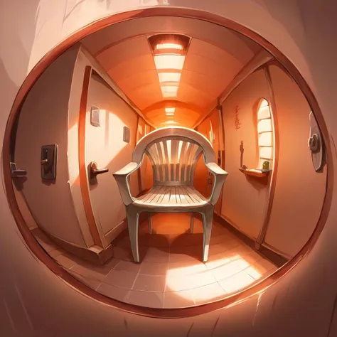 score_9, score_8_up, score_7_up, source_anime, plastic chair, levitation chair, threatening, eyes on chair, angry chair, fisheye, peephole, from above, detailed hallway, air plants, MJ, hallway lighting ideas, marble floor, outdoors,