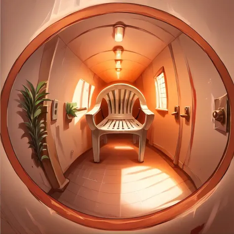 score_9, score_8_up, score_7_up, source_anime, plastic chair, levitation chair, threatening, eyes on chair, angry chair, fisheye, peephole, from above, detailed hallway, air plants, MJ, hallway lighting ideas, marble floor, outdoors,