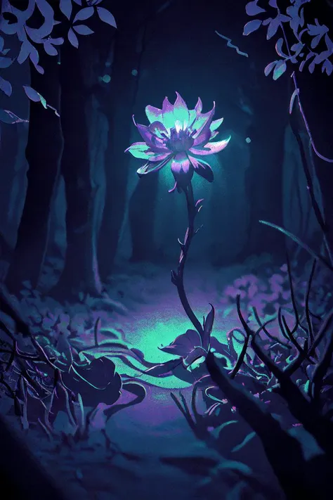 <lora:reticulationnoisegradientV1:1> reticulatingnoisegradientstyle, bioluminescent purple flower,fabulous night forest,magical radiance,Concept art,depth of field,Raw photo,realistic,cinematic lighting,soft shadows,sharp focus,fractal,colorful,depth of field,best quality,16k resolution,vivid colors,volumetric lighting,