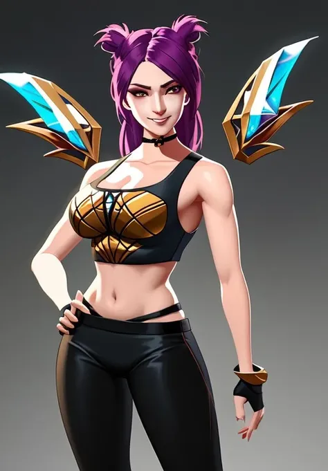 sfw, <lora:kda_kaisa:0.8>, kda_kaisa, portrait, smirk, (, alluring, charming:1.3), beautiful, (trending on CGSociety, trending on pixiv, contest winner:1.3)