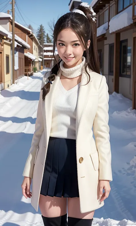 1girl, (full body:1.6), skinny,
black hair, braid, blue eyes, red ribbon,
standing, big smile, looking at viewer, posing for a photo
school yard, winter, snow,
((Hasselblad photography)), finely detailed skin, sharp focus, (cinematic lighting), soft lighting, dynamic angle,
<lora:VirtualGirl-Ren:0.3>, VirtualGirl-Ren, ((flat-chested, male chest)),
<lora:CHAR-KotoneNoda:1> KotoneNoda, ponytail, white coat, white shirt, white pencil skirt, white scarf, white thigh boots