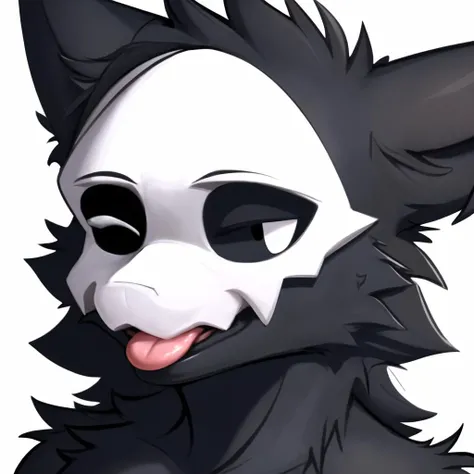 (best quality, masterpiece:1), solo, furry anthro (puro:1.2), (one eye closed:1.2), headshot portrait, looking at viewer, (closed mouth:1.2), (white background:1.1), blep, tongue out, white eyes, <lora:puro-v1:1>