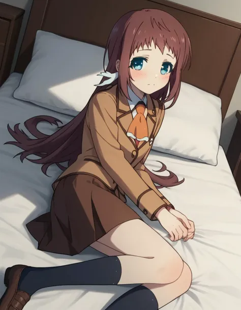 score_9, score_8_up, score_7_up, source_anime,
manakamukaido, <lora:manaka-mukaido-s1-ponyxl-lora-nochekaiser:1>,
manaka mukaido, long hair, blue eyes, brown hair,
skirt, school uniform, socks, blazer, neckerchief, long sleeves, brown skirt, brown blazer,
indoors, bed, bed room, on side, blush, drunk,
looking at viewer, cowboy shot, dutch angle, solo,