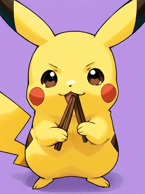<lora:npc_xl_pocky:1>hold the Pocky,pikachu,Pikachu is holding a Pocky stick in its mouth.