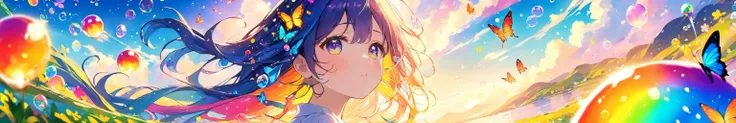 This is a dreamy style of painting, it is composed of colorful pigments , solo, (Far view Angle)
{best quality}, {{masterpiece}}, octane render, hdr, (hyperdetailed:1.15), (soft light, sharp:1.2), 1girl, beautiful girl, ultra detailed eyes, mature, plump,
rainbow painting drops, paint teardrops, woman made up from paint, entirely paint, splat, splash, ), Color eyeshadow, (long colored hair),Wearing a Loose shirt made entirely of colored paint, Iridescent skirt ,paint bulb, paint drops, (hair ornaments, flowers hair ornaments, butterflies hair ornaments), outdoors, Colorful river,(Colorful flower:1.2), (Bubbles of colored paint floated around ,(Colorful butterfly:1.2) , splatter, and (The picture in the distance is colorful sky, colorful clouds, colorful stars, colorful sunsets:1.2)