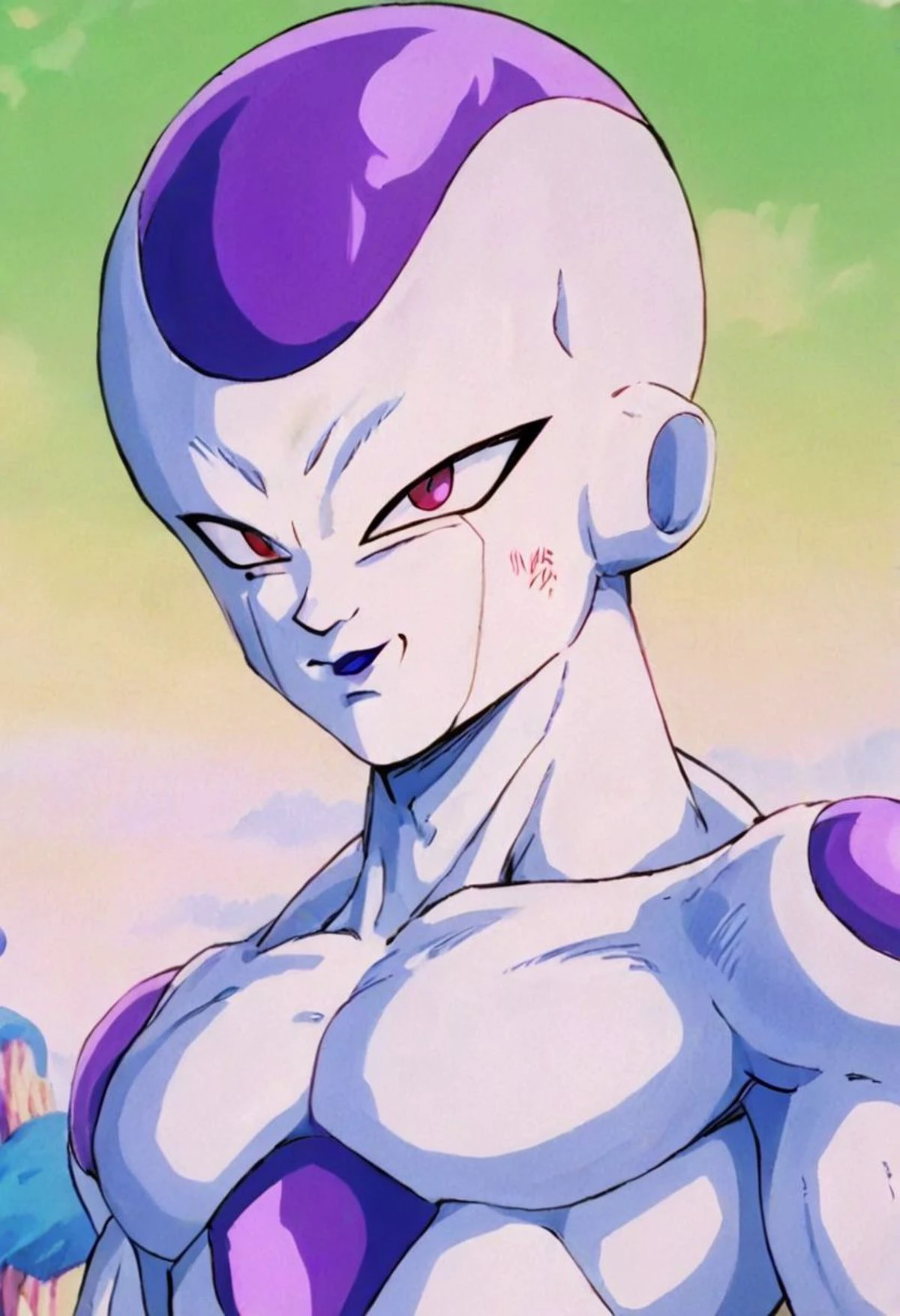 Close Portrait Frieza,Namek,score_9, score_8_up, score_7_up, detailed face,