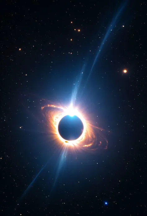 8k, (a photograph taken with a space telescope, James Webb), blue solar flares, white sun, blackhole, space, ultra detailed, SK_CINEMATIC