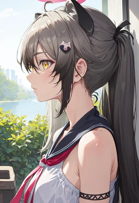 (safe:1.10), best quality, masterpiece, highres, solo, (michiru_bluearchive:1.10), profile, from side, upper body, 12 <lora:michiru_bluearchive:0.80>