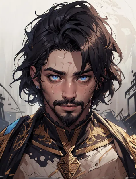 (absurdres, highres, ultra detailed), 1boy, muscular, facial hair , solo, extremely detailed eyes, (official art, beautiful and aesthetic:1.2), (dark art, erosion, fractal art :1.3), colorful, horror, highest detailed, <lora:Jaimie_OC:0.5> jaimie, black_hair, facial_hair