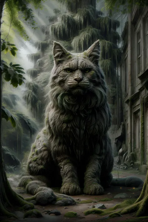 (yulecat2023), (1 giant cat, glowing eyes, long hair),
(ancient-ruin-forest), lush, green wilderness, tropical rainforest, towering trees, exotic foliage, wildlife, heart of dense forest, ancient ruins, crumbling temples, jungle, overgrown, vines, moss, Wildlife, Foliage, Canopy, Undergrowth, Ecosystem, Flora, Fauna, ancient civilization, Mosquitia, soil erosion,
(long shot:1.5), (front view:1.3), (perfect proportions, perfect anatomy), 10mm, Fuji X-T5, natural lighting, high quality, ultra high res, 8k, HDR, photorealistic, OverallDetail, (Hi-res fix), nsfw,
<lora:yulecat2023:1>
<lora:ancient-ruin-forest:1>
<lora:ral-ovrgrwth:1>
<lora:add_detail:1>
<lora:hairdetailer:1>