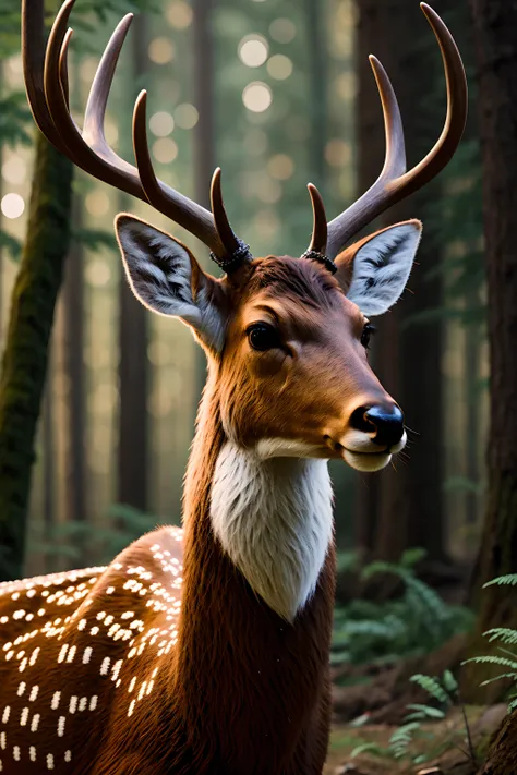 award winning wildlife (medium long shot:1.4), 35mm film still, ultra photorealistic, photorealism,(deer) moon light,in the forest,blurry background, taken with hasselblad H6D 100c, the HCD 24mm lens, hazy mood, cinematic dramatic lighting, cold muted colors, (DOF:1.4), sharp focus, (perfect real extremely details), amazing fine detail, absurdres, hyper realistic lifelike texture, dramatic lighting