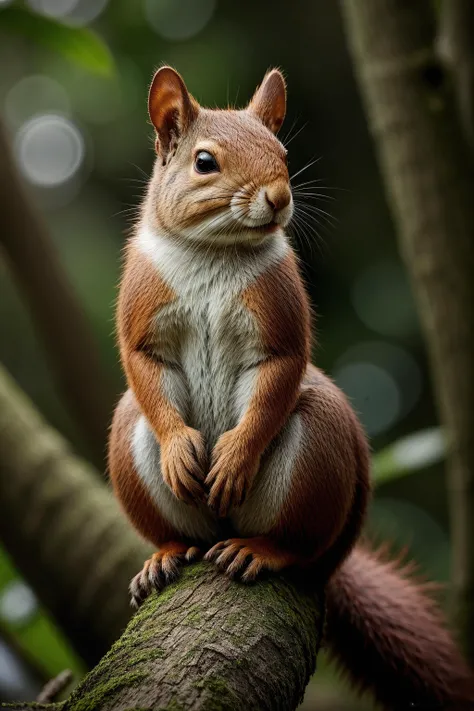 award winning wildlife ,squirrel,detailed feathers,at the forest,facing viewer(medium long shot:1.4), 35mm film still, ultra photorealistic, photorealism,taken with hasselblad H6D 100c, the HCD 24mm lens, hazy mood, cinematic dramatic lighting, cold muted colors, (DOF:1.4), sharp focus, (perfect real extremely details), amazing fine detail, absurdres, hyper realistic lifelike texture, dramatic lighting <lora:more_wildcardX_details:1>