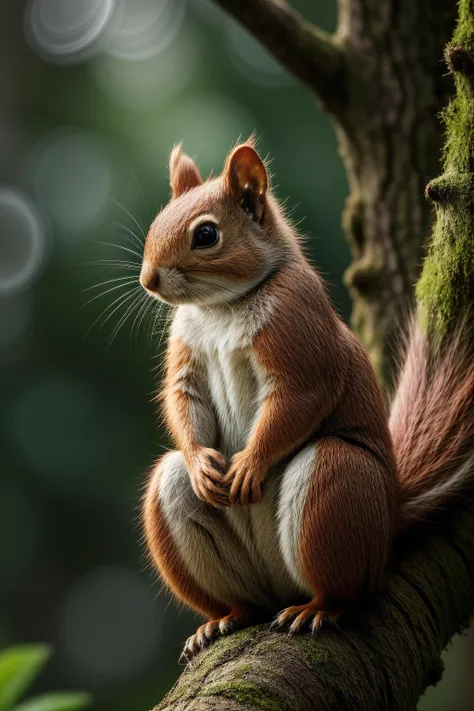award winning wildlife ,squirrel,detailed feathers,at the forest,facing viewer(medium long shot:1.4), 35mm film movie still, ultra photorealistic, photorealism,taken with hasselblad H6D 100c, the HCD 24mm lens, hazy mood, cinematic dramatic lighting, cold muted colors, (DOF:1.4), sharp focus, (perfect real extremely details), amazing fine detail, absurdres, hyper realistic lifelike texture, dramatic lighting <lora:more_wildcardX_details:1>