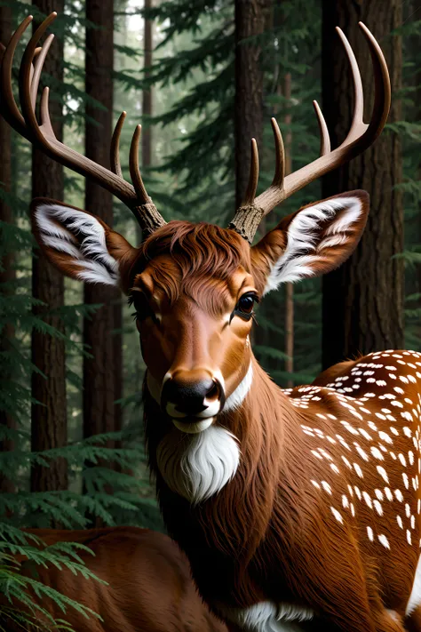 award winning wildlife (medium long shot:1.4), 35mm film movie still, ultra photorealistic, photorealism,(deer) ,in the forest, taken with hasselblad H6D 100c, the HCD 24mm lens, hazy mood, cinematic dramatic lighting, cold muted colors, (DOF:1.4), sharp focus, (perfect real extremely details), amazing fine detail, absurdres, hyper realistic lifelike texture, dramatic lighting