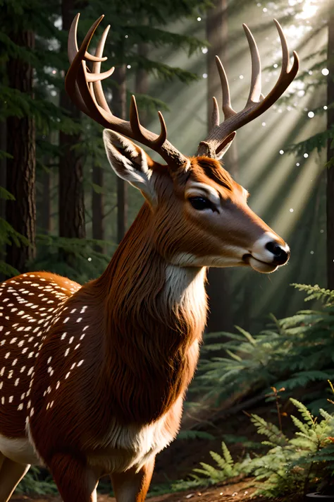 award winning wildlife (medium long shot:1.4), 35mm film movie still, ultra photorealistic, photorealism,(deer) ,in the forest, taken with hasselblad H6D 100c, the HCD 24mm lens, hazy mood, cinematic dramatic lighting, cold muted colors, (DOF:1.4), sharp focus, (perfect real extremely details), amazing fine detail, absurdres, hyper realistic lifelike texture, dramatic lighting