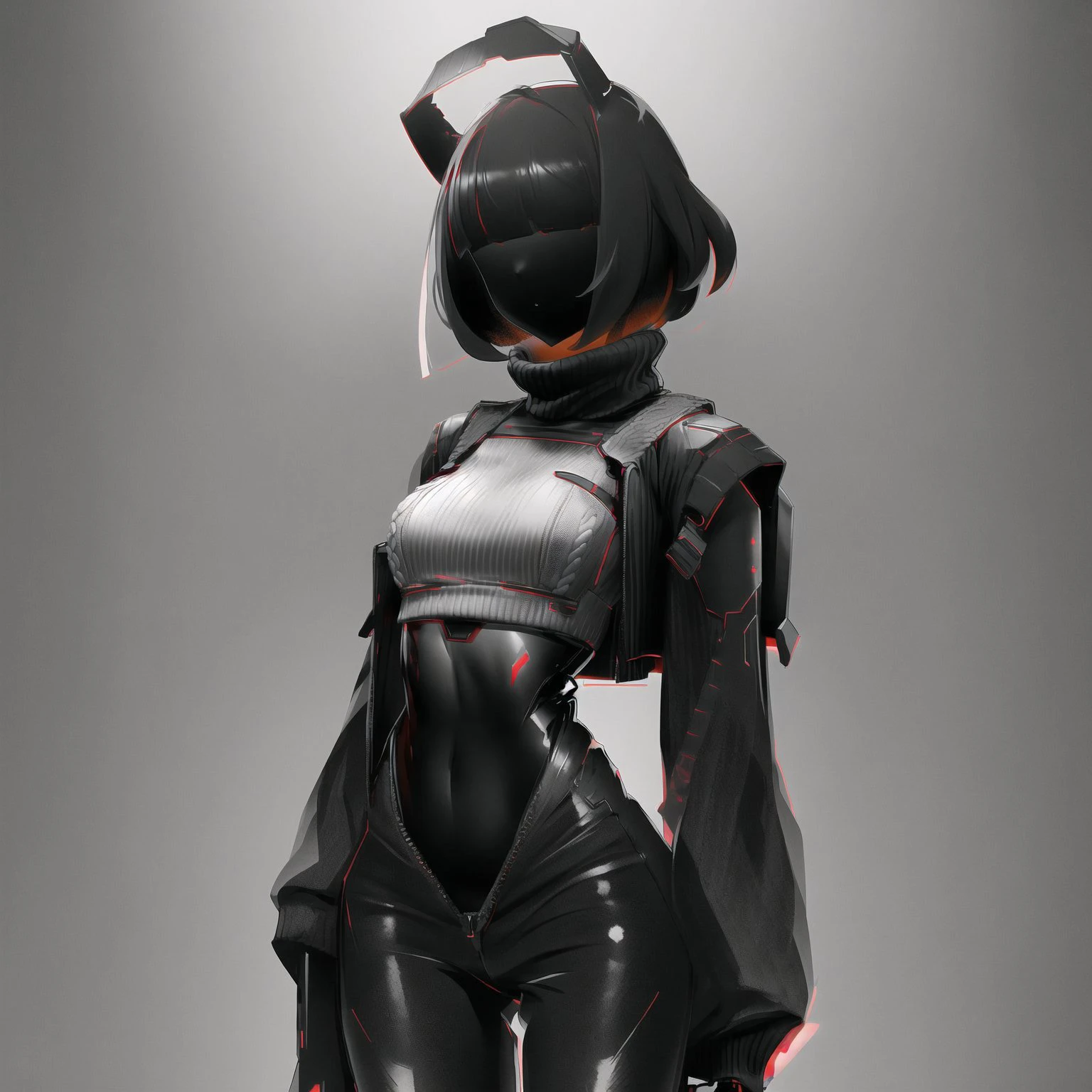 <lora:echanis_enicha:1>, echanis_enicha, background, futuristic, bodysuit, helmet, glowing,
1girl, ahoge, bangs, blunt bangs, cowboy shot, greyscale, hand on own chest, looking at viewer, monochrome, pants, ribbed sweater, short hair, solo, sweater, turtleneck, turtleneck sweater, wavy hair