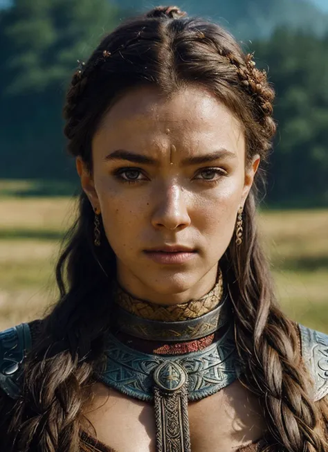 A stunning intricate full color portrait of (sks woman:1) as (viking warrior), (barbarian), epic character composition, by ilya kuvshinov, alessio albi, nina masic, sharp focus, natural lighting, subsurface scattering, f2, 35mm, film grain, <lora:locon_sonequamartingreen_v1_from_v1_64_32:1>