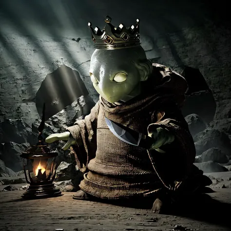 <lora:dosdiablosdos_100:1.0>, (dosdiablosdos:1.0), portrait painting, demon creature, creepy, simple background, 1boy, blonde hair, blush, character name, crown, earrings, jewelry, kaerre, male focus, open mouth, smile, solo, stuffed animal, stuffed frog, stuffed toy, toumeitou, violet eyes