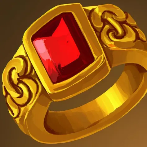 <lora:FantasyIcons_Rings:0.8>, simple background, gold ring, red jewel,