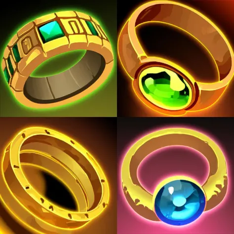 <lora:FantasyIcons_Rings:0.8>, simple background, gold ring, glowing colored jewel,