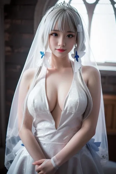 ltra-detailed,highly detailed,best quality,masterpiece,illustration,realistic,
illustrious, 1girl, illustrious \(azur lane\), solo,
wedding dress, 
looking at viewer,upper body,
<lora:illustrious_wed_v1_03:0.7>