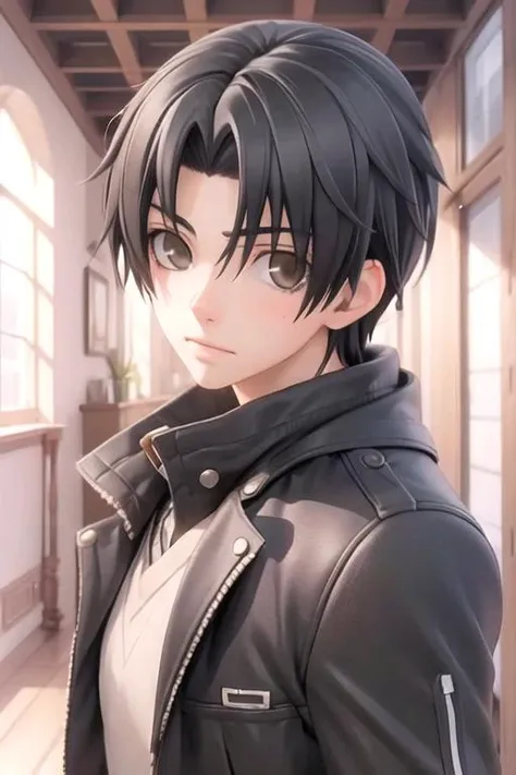 masterpiece, best quality, photorealistic, 1boy, solo, male focus, looking at viewer, upper body, depth of field, anime coloring, , <lora:shouta_kisa:0.72>, shouta_kisa, black hair, brown eyes, , house, 32k resolution