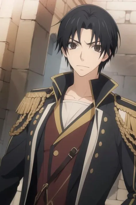 masterpiece, best quality, illustration, 1boy, solo, male focus, looking at viewer, upper body, , anime coloring, , <lora:shouta_kisa:0.72>, shouta_kisa, black hair, brown eyes, pirate costume, ancient rome,