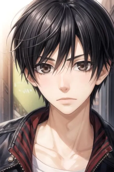 masterpiece, best quality, wallpaper, 1boy, solo, male focus, looking at viewer, upper body, depth of field, , , <lora:shouta_kisa:0.68>, shouta_kisa, black hair, brown eyes, , , soft science fiction, 2k resolution