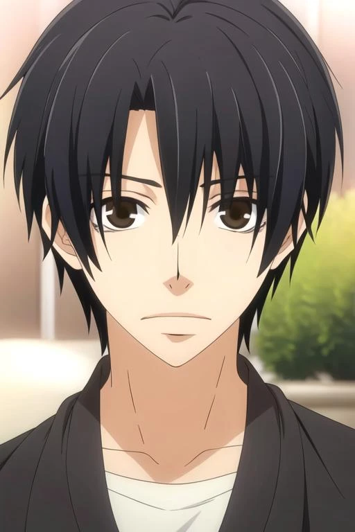 masterpiece, best quality, photorealistic, 1boy, solo, male focus, looking at viewer, upper body, depth of field, anime coloring, realistic, <lora:shouta_kisa:0.72>, shouta_kisa, black hair, brown eyes