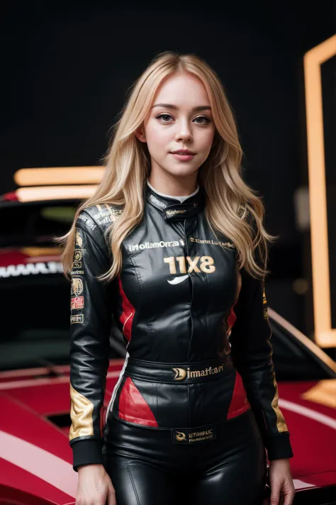 tv_Aurelie_MXAI, (((relaxed))), \"epic-Ultra-HD-details\", \"epic-Ultra-HD-highlights\", PA7_Portrait-FL, PA7_Human-Likeness, , , wearing a full race-car driver suit, standing next to a race-car, winking expression,, 8k resolution, highres, high detail, sharp focus, detailed skin, 8k uhd, bokeh, analog photography