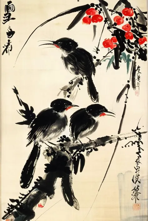(masterpiece,best quality,,illustration), style of Qi Baishi, <lora:tbh170-sdxl:0.9>, oriental painting, fewer color
