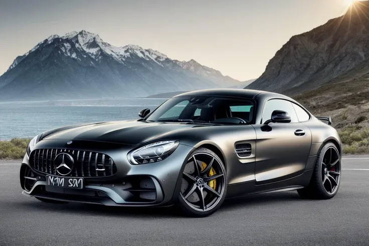 a professional shot of (mercedes_amg_gt_v1-3100:1.0), modelshoot style, (extremely detailed CG unity 8k wallpaper),unreal engine, 75mm lens, High Detail, Sharp focus, dramatic,cinematic lighting