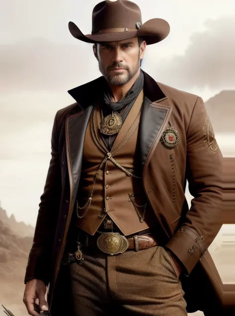 modelshoot style, (extremely detailed 8k wallpaper), beautiful portrait of a tough man in western clothes, shoulder, buff, body, muscular, intricate, 8 k, highly detailed, smooth, sharp focus, by artgerm greg rutkowski alphonse mucha loish wlop