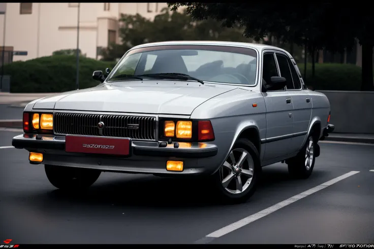 parking silver car in city, photorealistic, shot by Sony a7iii <lora:GAZ3102:0.8> GAZ3102