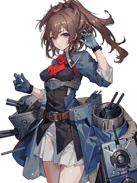 sheffield \(kancolle\) , 1girl, solo, red flower, skirt, red ascot, gloves, red rose, rose, flower, white gloves, ascot, pleated skirt, white skirt, belt, belt buckle, simple background, brown belt, buckle, uniform, closed mouth, grey background, military, military uniform, cowboy shot, long sleeves, breasts, original, intricate detail, illustration, masterpiece, extremely detailed CG unity 8k wallpaper, highlight, sharpening, dynamic, <lora:Sheffield-2:0.5>
