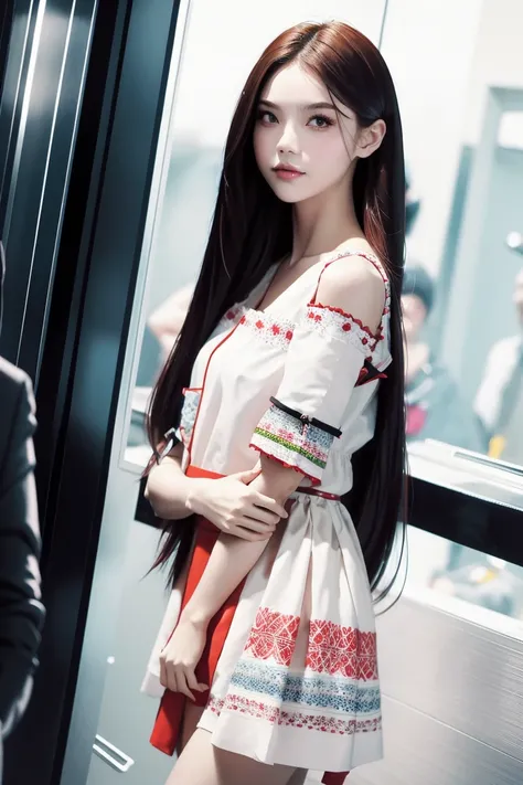((masterpiece)), (best quality), photorealistic, best quality, 1 girl, dress, looking at viewer, Face details:1.4, subway background:1.4, upper body <lora:WGirls-02:0.8> <lora:Hyojung-01:1>