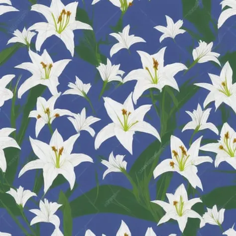 lillies pattern on a pond