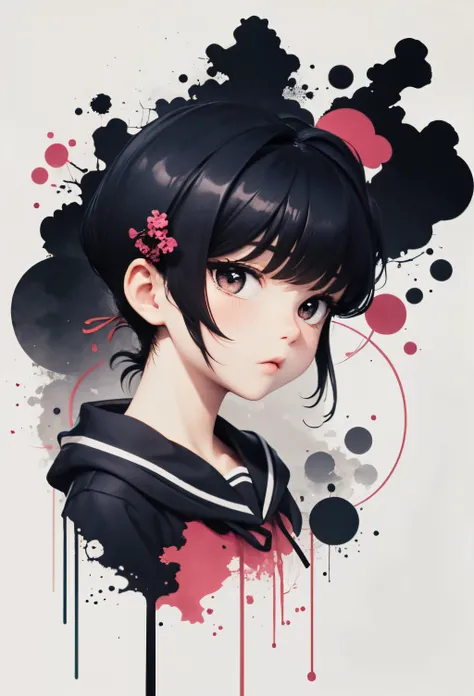 <lora:ink-0.1-3-b28-bf16-D128-A1-1-ep64-768-DAdaptation-cosine:1>, white background, scenery, ink, 1girl, solo, komi shouko, trees, river,