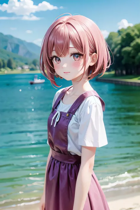 <lyco:EnvyBetterHands:1.0>, <lora:add_detail:0.3>, (masterpiece), best quality, detailed background, colorful, vivid color, vibrant colors, lake, 1girl, cute, blush, medium hair, pastel clothes