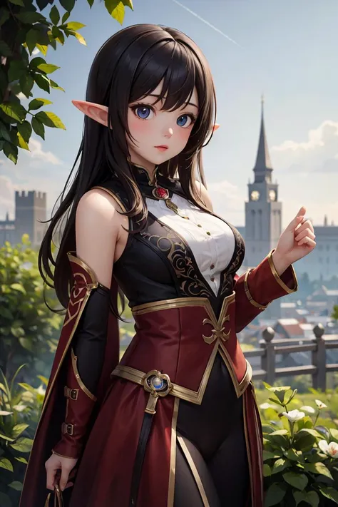 (masterpiece), best quality, high resolution, highly detailed, detailed background, perfect lighting, bokeh, visually stunning, matte painting, 1girl, fantasy, nature, 120yo elf girl,