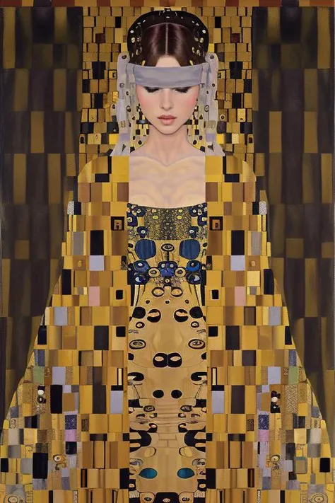 ((painting,by gustavklimt)),
 <lora:ccentino_v01:1> ccentino,
warrior queen,black luxurious dress,retro armor,blindfold,angel wings,black-blindfold,mexican,long black hair,tan,medium breasts,
(masterpiece, best quality, absurdres, detailed:1.5),(ultra-detailed:1.4)
<lyco:GoodHands-beta2:1.0> Asian-Less