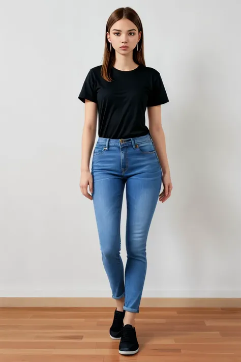 (full body shot:1.4), <lora:sd15_SophieXdt_locon_32_v1:.9> SophieXdt wearing a t-shirt and jeans