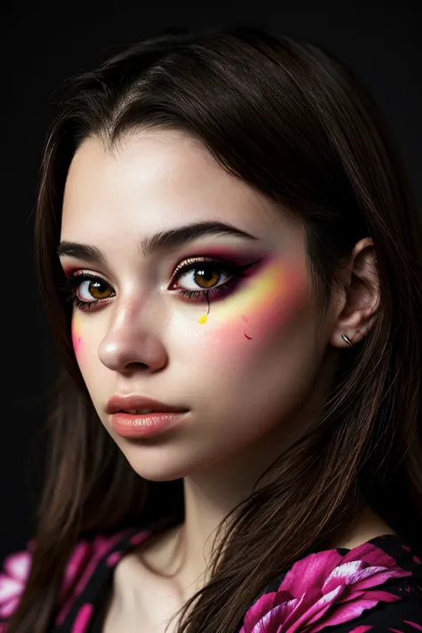 glitch art style portrait of realistic photo of <lora:sd15_SophieXdt_locon_32_v1:.9> SophieXdt, face, eyes, rose symbols