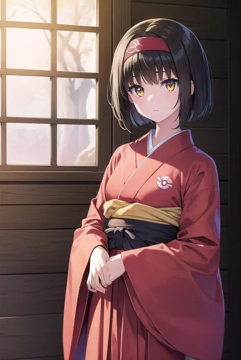 pokemonerika, <lora:pokemonerika-lora-nochekaiser:1>,
pokemonerika, (yellow eyes:1.5), black hair, headband, short hair,
BREAK japanese clothes, kimono, hakama, red hakama, long sleeves, wide sleeves,
BREAK looking at viewer, upper body, full body, (cowboy shot:1.5),
BREAK outdoors, shrine,
BREAK <lyco:GoodHands-beta2:1>, (masterpiece:1.2), best quality, high resolution, unity 8k wallpaper, (illustration:0.8), (beautiful detailed eyes:1.6), extremely detailed face, perfect lighting, extremely detailed CG, (perfect hands, perfect anatomy),