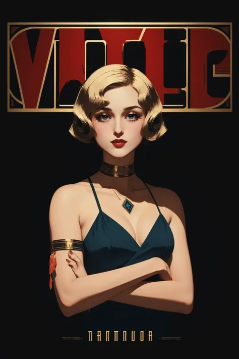 ((masterpiece)), (best quality), official art,
BioshockARTDECO, poster, simplistic, art deco, vibrant color,
illustration, noir, 1girl, 1940s \(style\), femme fatale, blonde hair, cinematic lighting,
<lora:BioshockARTDECO:0.9>