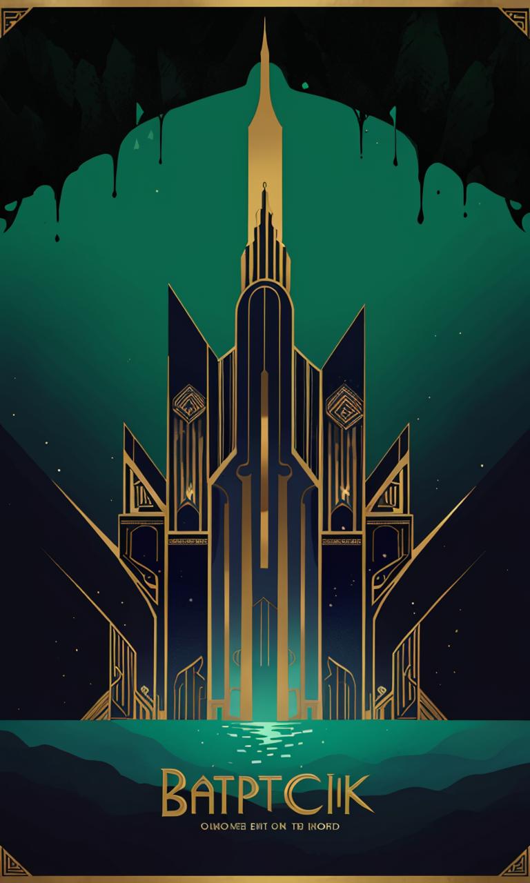 A poster of a city with a clock tower in the middle - SeaArt AI