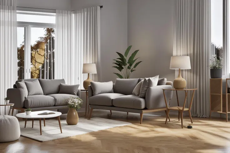interior, a living room with a couch, chair, table and windows with curtains on them and a chandelier hanging from the ceiling, Enguerrand Quarton, vray render, a digital rendering, photorealism
interior, flower, indoors, tree, no humans, window, chair, table, plant, curtains, scenery, couch, wooden floor, vase
Step into the realms of an 8k masterpiece wallpaper, a nexus of ultra-detail, high resolution, and impeccable shadow play. Rendered in digital illustration, it bears a semblance to the works of Yoko Honda. Set against the backdrop of a Nayuta Nordic Modern Interior Design room, the scene features a chair, a vase flaunting a white flower, a table, swaying curtains, a luxurious couch, a lamp placed near a window, a cup, a spread-out book, and a vibrant plant. The color temperature bathes the room in golden hues, adding to its charm. In the absence of humans, the setting resonates with profound stillness. Ray tracing, photon mapping, and radiosity merge seamlessly with professional lighting to create an ethereal atmosphere <lora:interior02_SDLife_Chiasedamme_v2.0:0.8>