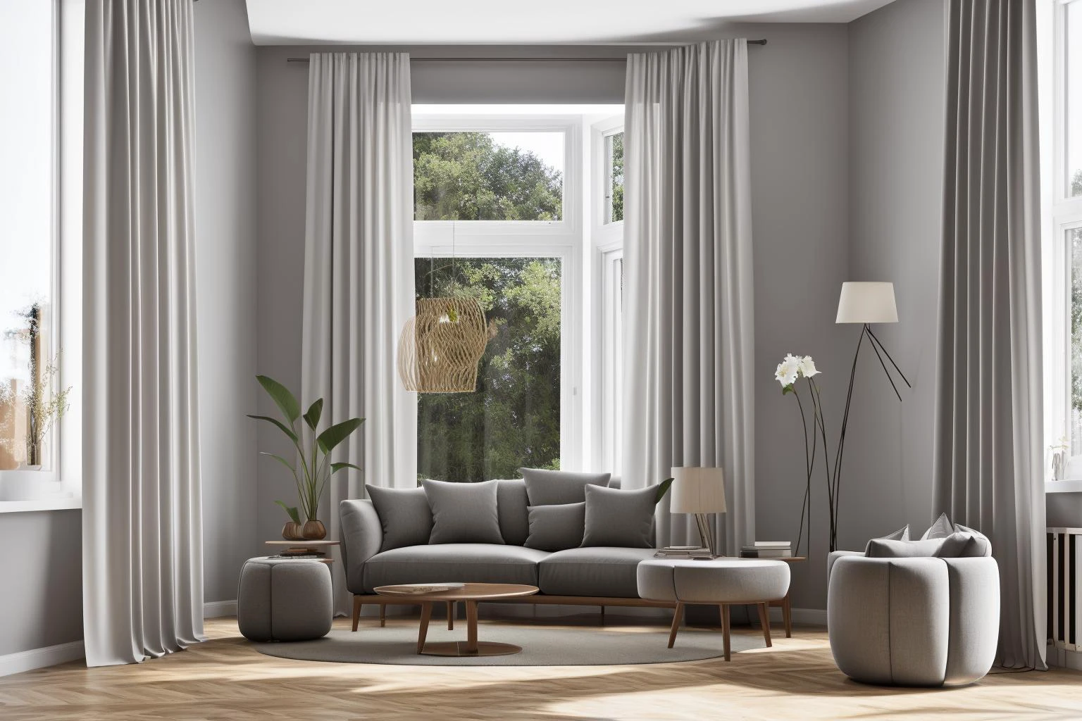 interior, a living room with a couch, chair, table and windows with curtains on them and a chandelier hanging from the ceiling, Enguerrand Quarton, vray render, a digital rendering, photorealism
interior, flower, indoors, tree, no humans, window, chair, table, plant, curtains, scenery, couch, wooden floor, vase
Step into the realms of an 8k masterpiece wallpaper, a nexus of ultra-detail, high resolution, and impeccable shadow play. Rendered in digital illustration, it bears a semblance to the works of Yoko Honda. Set against the backdrop of a Nayuta Nordic Modern Interior Design room, the scene features a chair, a vase flaunting a white flower, a table, swaying curtains, a luxurious couch, a lamp placed near a window, a cup, a spread-out book, and a vibrant plant. The color temperature bathes the room in golden hues, adding to its charm. In the absence of humans, the setting resonates with profound stillness. Ray tracing, photon mapping, and radiosity merge seamlessly with professional lighting to create an ethereal atmosphere <lora:interior02_SDLife_Chiasedamme_v2.0:0.8>