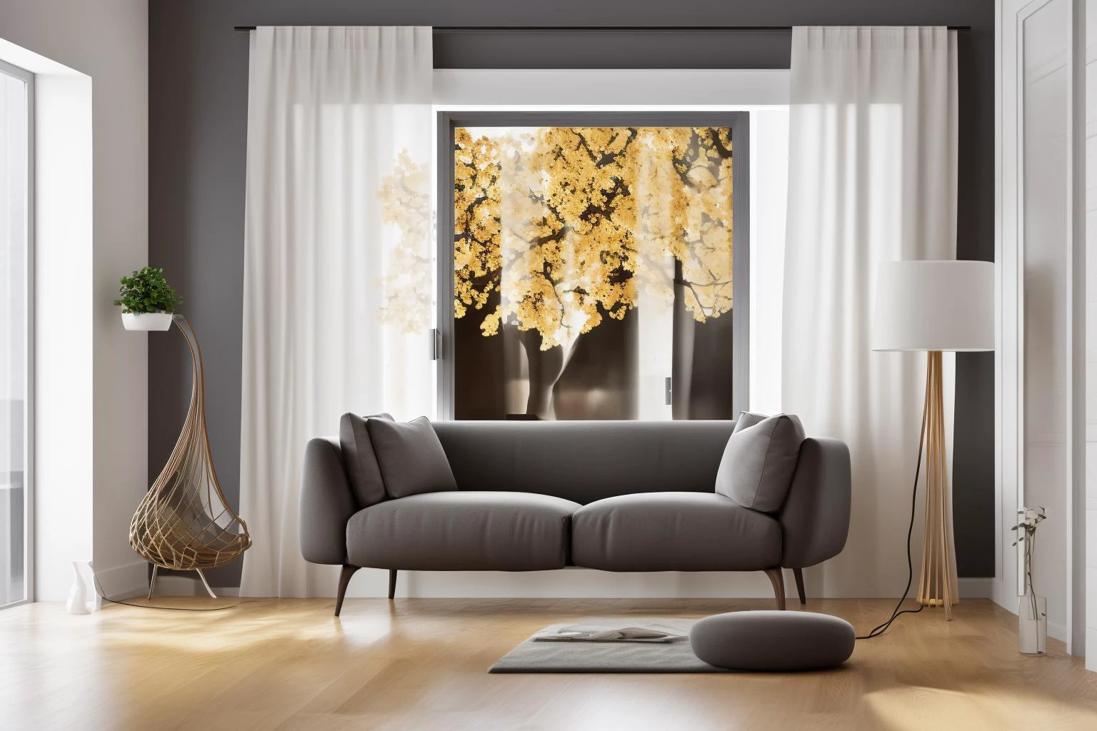 interior, a living room with a couch, chair, table and windows with curtains on them and a chandelier hanging from the ceiling, Enguerrand Quarton, vray render, a digital rendering, photorealism
interior, flower, indoors, tree, no humans, window, chair, table, plant, curtains, scenery, couch, wooden floor, vase
Step into the realms of an 8k masterpiece wallpaper, a nexus of ultra-detail, high resolution, and impeccable shadow play. Rendered in digital illustration, it bears a semblance to the works of Yoko Honda. Set against the backdrop of a Nayuta Nordic Modern Interior Design room, the scene features a chair, a vase flaunting a white flower, a table, swaying curtains, a luxurious couch, a lamp placed near a window, a cup, a spread-out book, and a vibrant plant. The color temperature bathes the room in golden hues, adding to its charm. In the absence of humans, the setting resonates with profound stillness. Ray tracing, photon mapping, and radiosity merge seamlessly with professional lighting to create an ethereal atmosphere <lora:interior02_SDLife_Chiasedamme_v2.0:0.8>